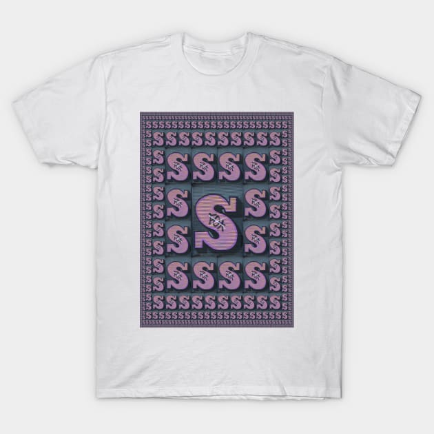 CAPITAL LETTER S. MAGIC CARPET Repeated Size Reductions T-Shirt by mister-john